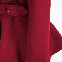 Fashionwear Wine Red Lapel Zipper Woolen Coat