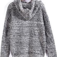 Fashionwear Grey Hooded Long Sleeve Split Knit Sweater on Luulla