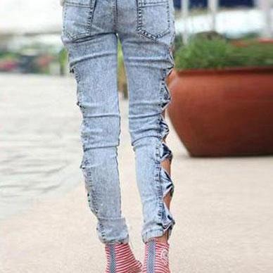 Fashionwear Stylish Hollow-out Side Skinny Jeans..