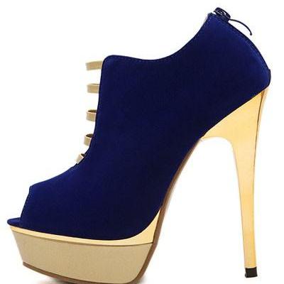 Fashionwear Blue Toe Metallic Platform Heels on Luulla
