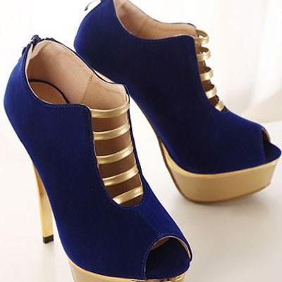 Fashionwear Blue Toe Metallic Platform Heels on Luulla