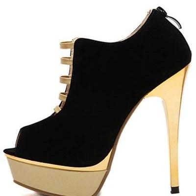 Fashionwear Black Suede Toe Platform Heel