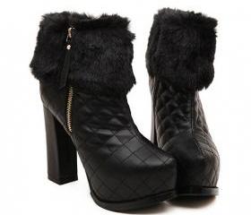 chunky heel boots with fur