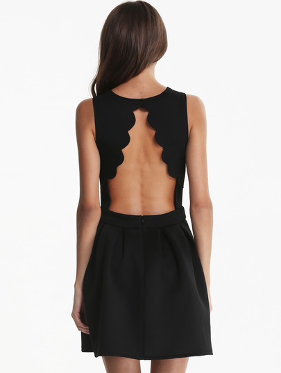 Fashionwear Black Sleeveless Backless Pleated Dress